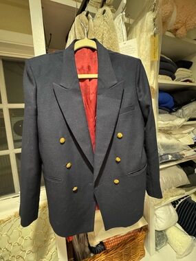 The Body Shop Navy Jacket with Red Satin Lining